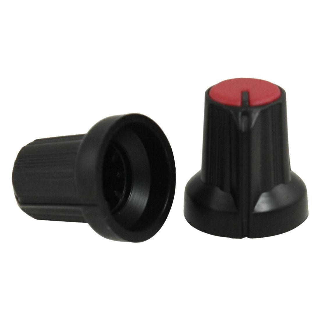 5 Pcs 10mm Top Dia Black Knobs w Red Mark for Potentiometer Pot