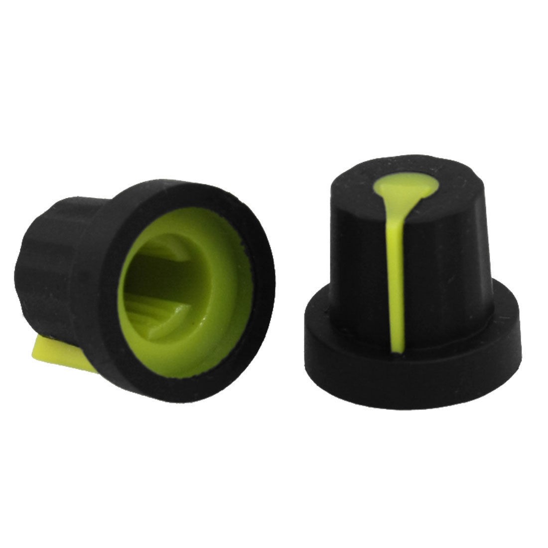 5 Pcs 11mm Top Dia Black Knobs w Yellow Mark for Potentiometer Pot