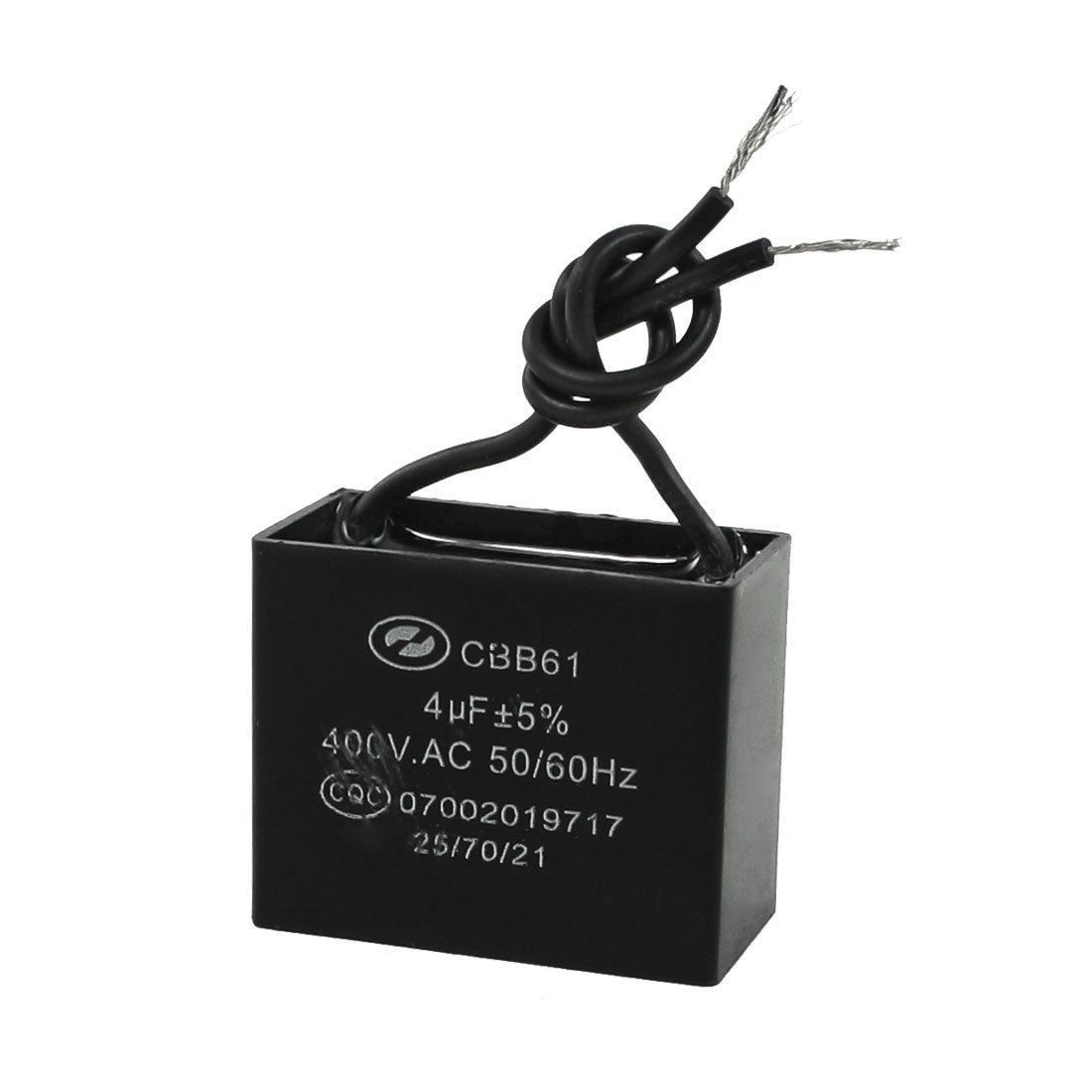 Fan Wired Nonpolar Polypropylene Film CBB61 Capacitor 4uF AC 400V