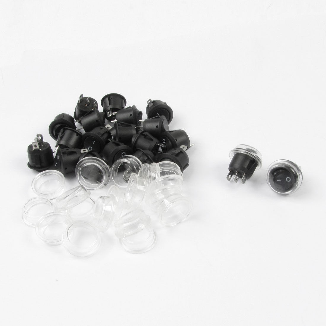 20 PCS SPDT 3 Pin Soldering Type Round Head Rocker Switch w Waterproof Cover