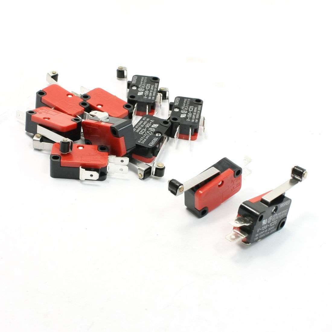 10 Pcs Mini Micro Limit Switch Long Hinge Roller Lever Arm SPDT Snap Action LOT
