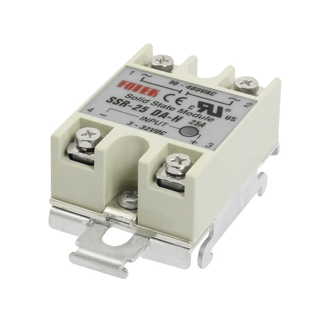 DC 3-32V Input AC 90-480V 25A Solid State Relay DIN Rail Mount SSR