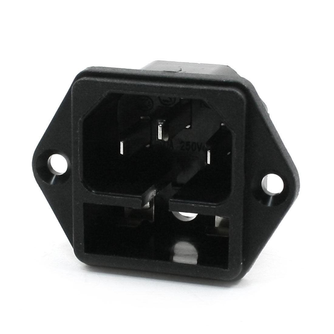 AC 250V 10A Clamp Type 3P IEC 320 C14 Inlet Male Power Plug Socket w Fuse Holder