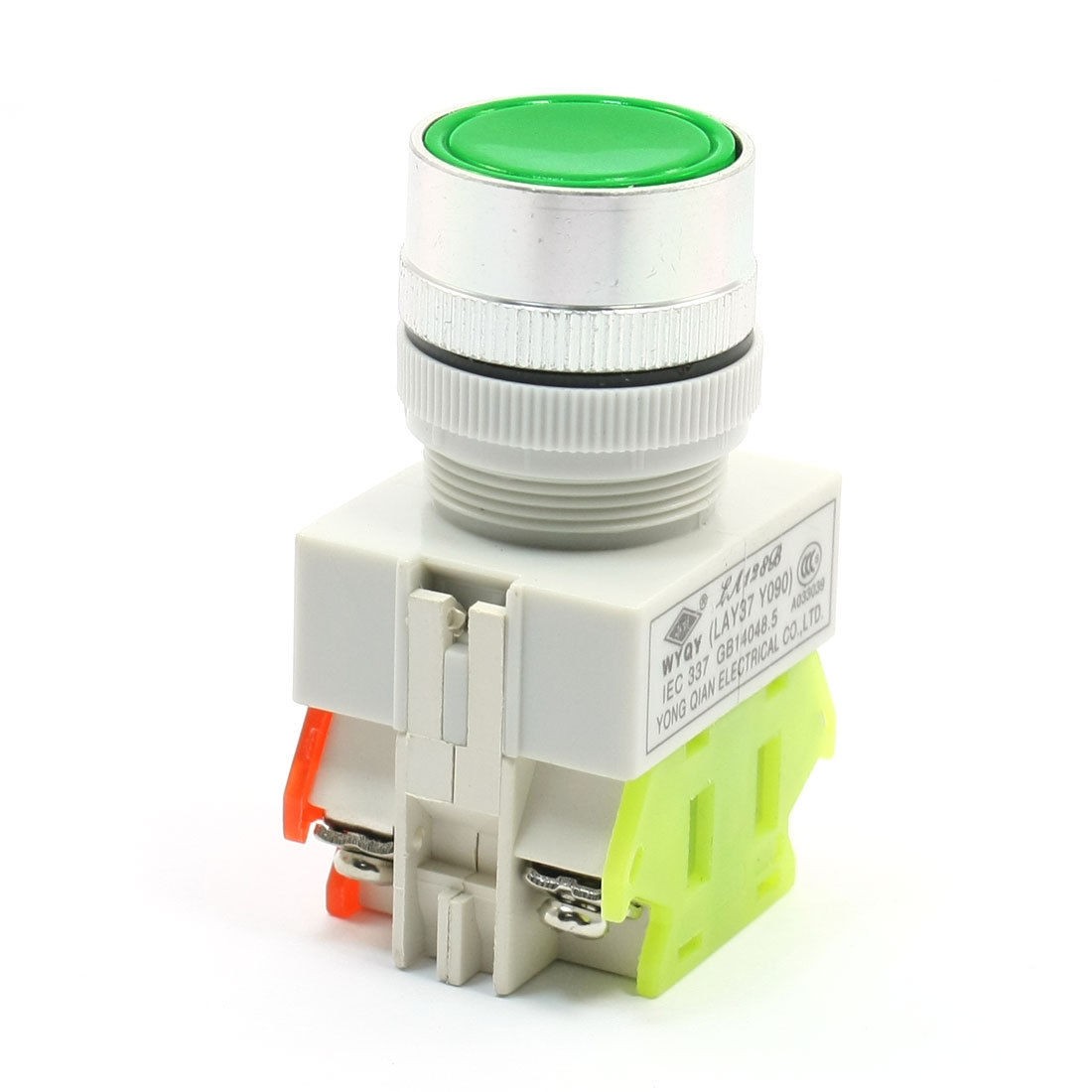 660V 10A Green Flat Button Momentary Action DPST NO+NC Push Button Switch