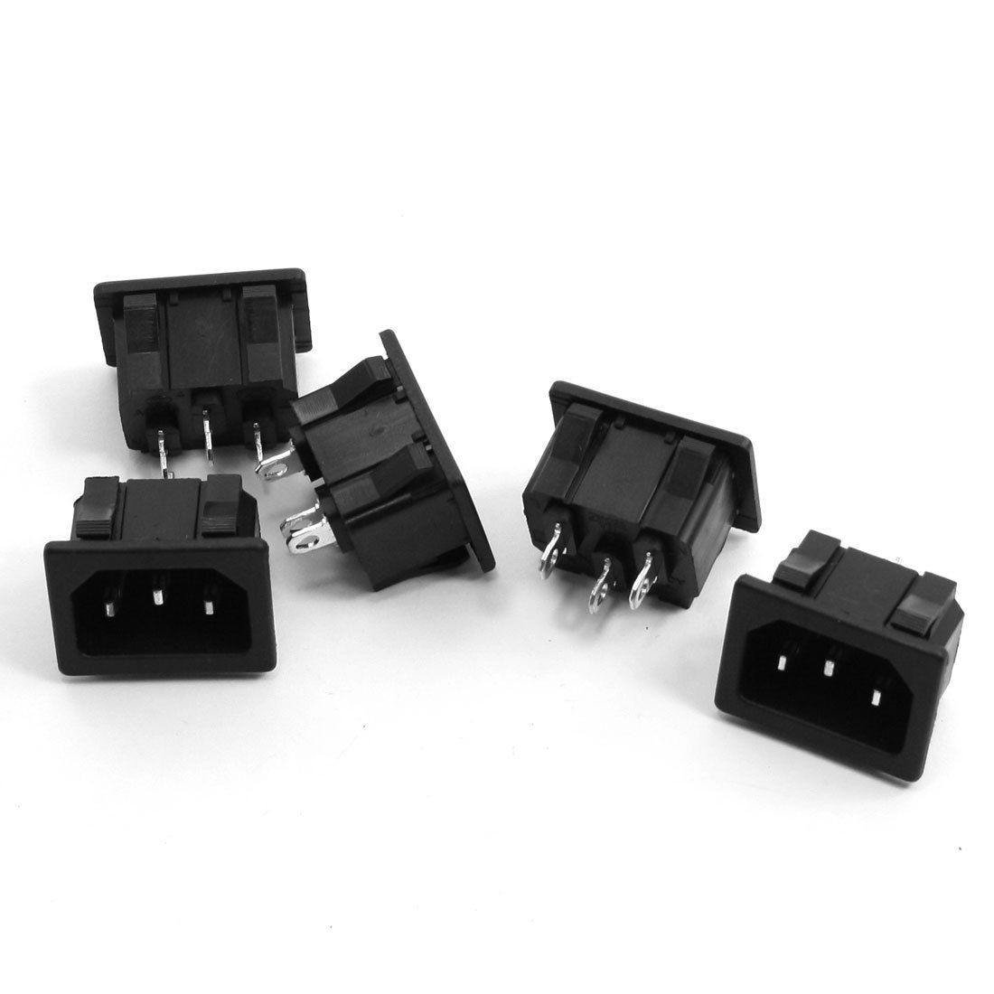 5pcs IEC 320 C14 Male Plug Inlet Panel Socket Connector 15A AC 250V