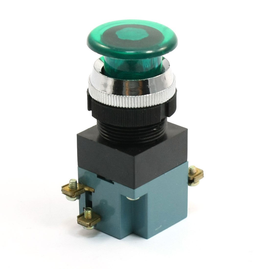 Ui 380V Ith 5A Green Non Lock Mushroom Push Button Switch DPST NO NC