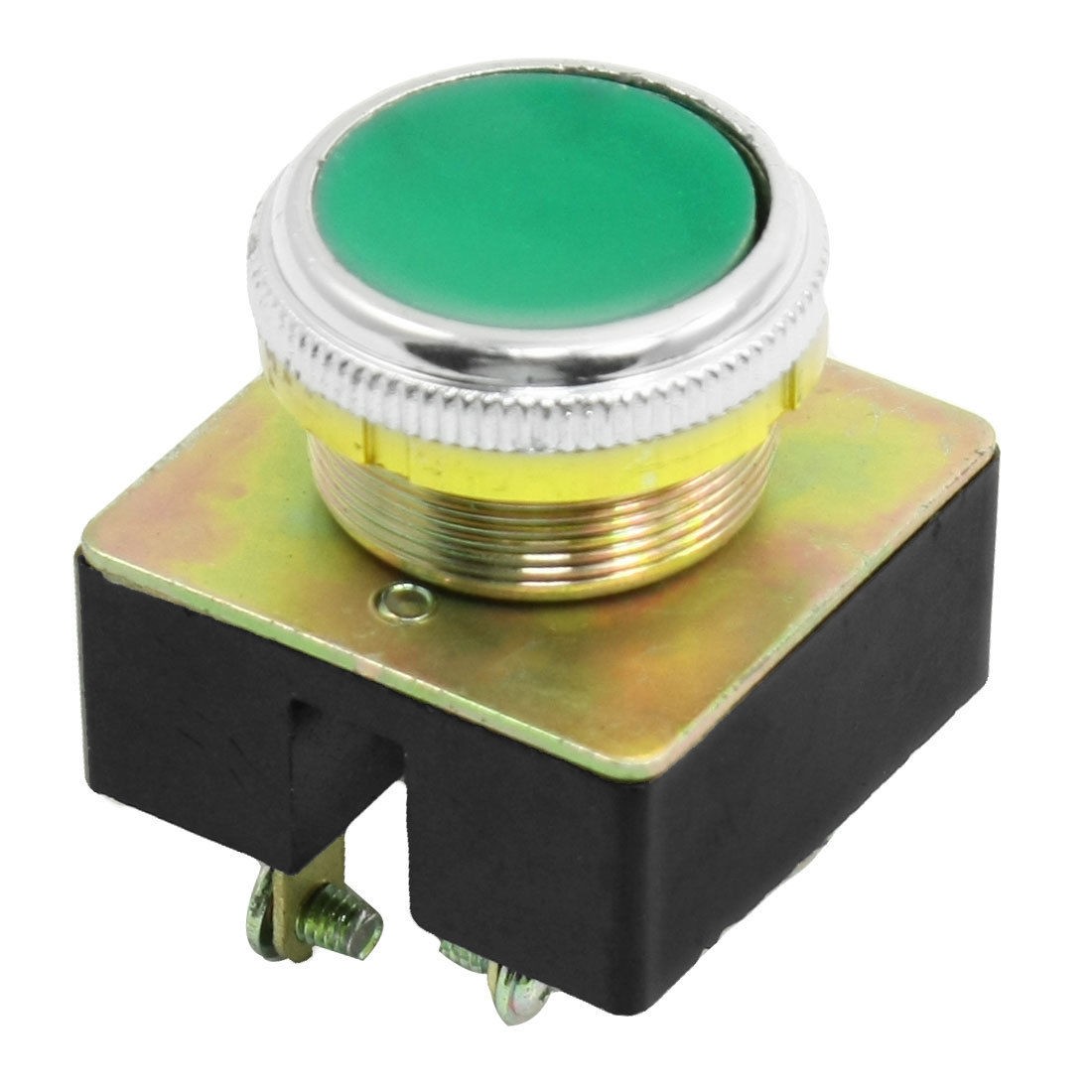 AC 380V DPST Momentary Action Round Green Button Pushbutton Switch