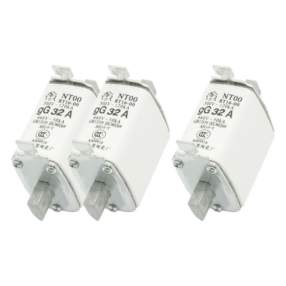 3 Pcs Short Circuit Protection Ceramic Fuse Link 660VAC 50kA gG 32A NT00