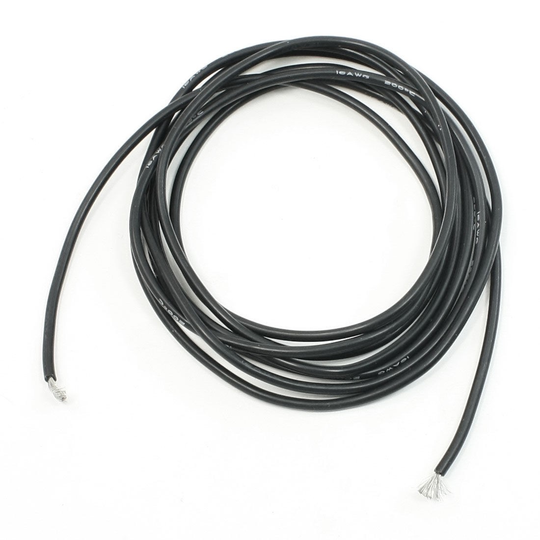 Black Glass Fibre Copper Core Outer Dia 3.13mm Silicone Wire 200cm
