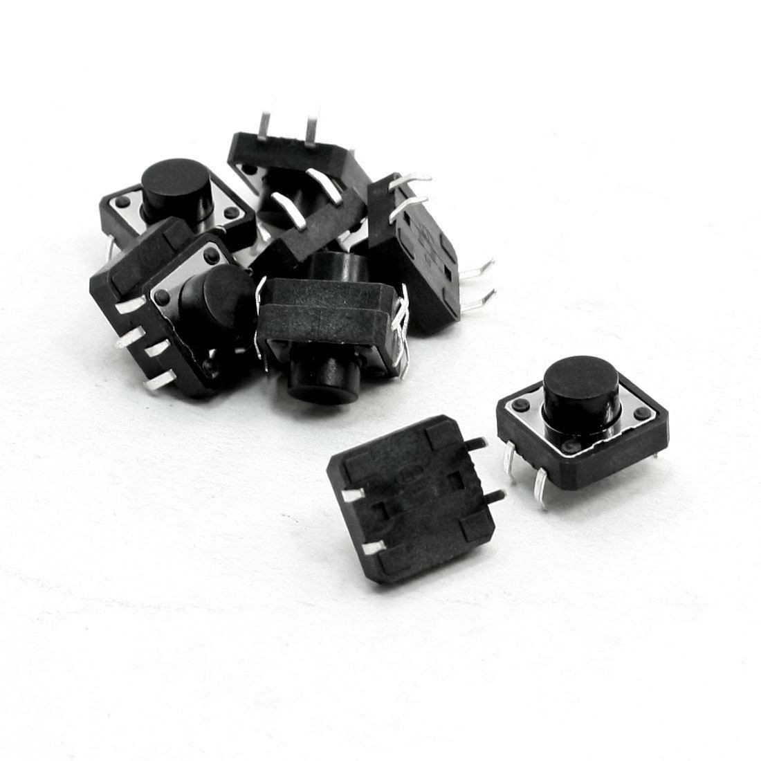 10 Pcs 0.47" x 0.47" x 0.28" 4 Pin DIP PCB Mount Momentary Tact Switch