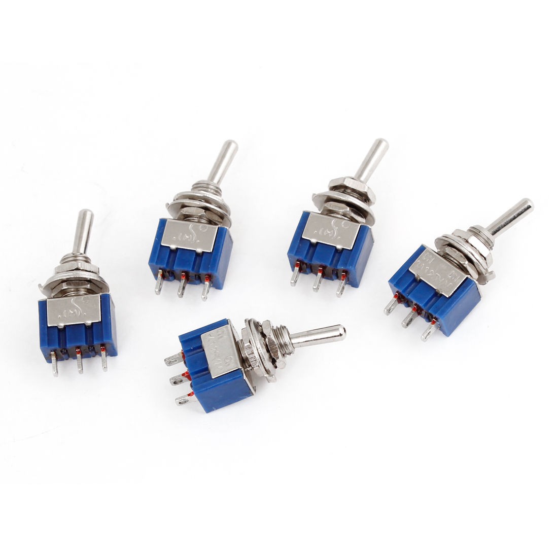 AC 125V 6A SPDT On/On 2 Position 3 Pins Terminals Miniature Toggle Switch 5 Pcs