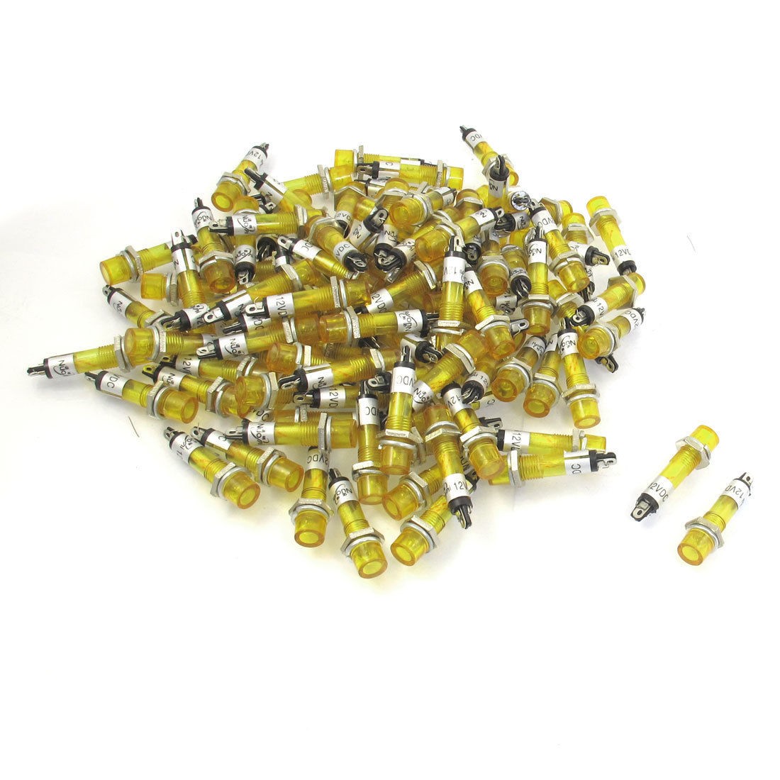 100 Pcs DC 12V 7mm Yellow Bulb Power Signal Indicator Pilot Light Lamp XD7-1
