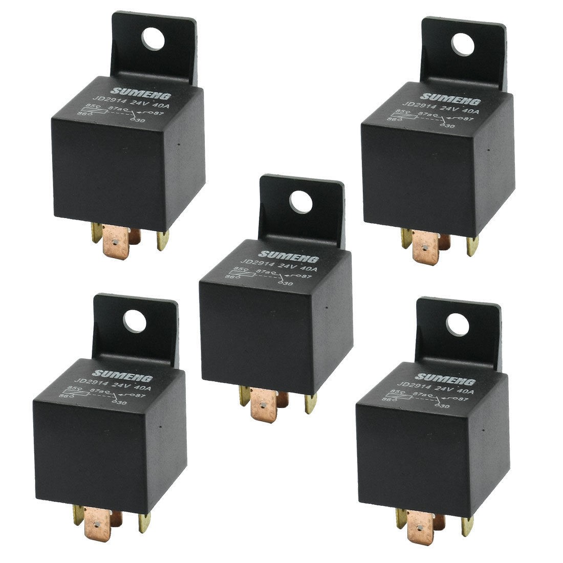 DC 24V 40A 1NO 1NC SPDT 5 Pins Male Plug Automotive Truck Car Relay 5 Pcs