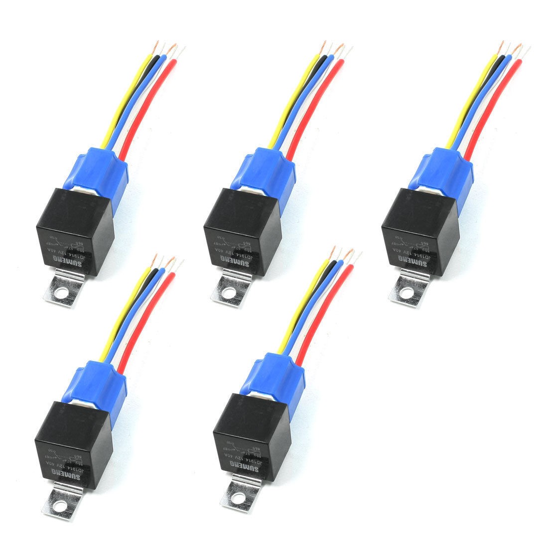 5 Pcs 1NO+1NC SPDT Ceramic Socket 5 Pin Connecting Car Relay DC 12V 40 Amp