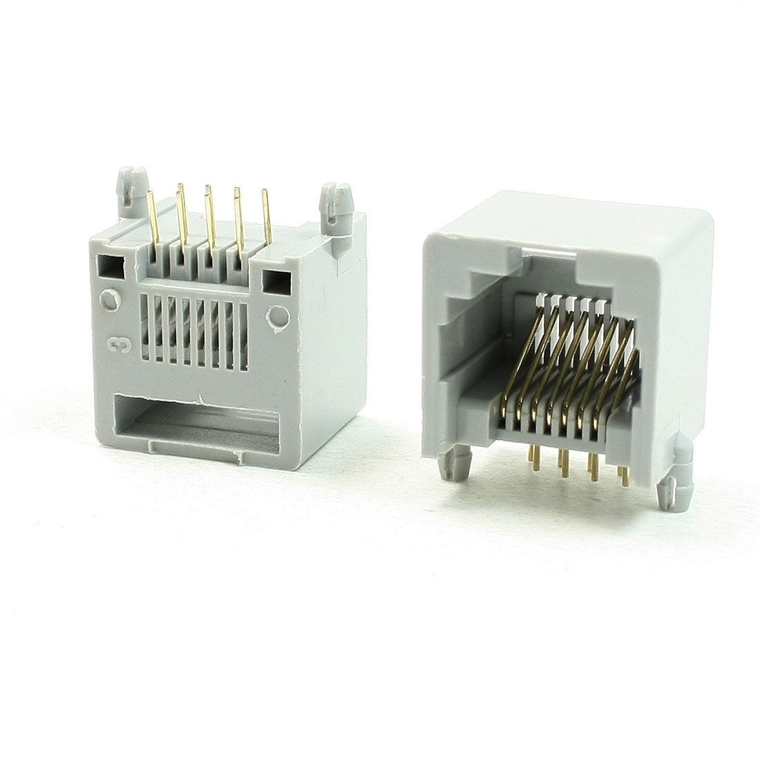 5Pcs Gray Plastic Shell 8P8C 8 Positon 8 Contact RJ45 PCB Jacks Sockets