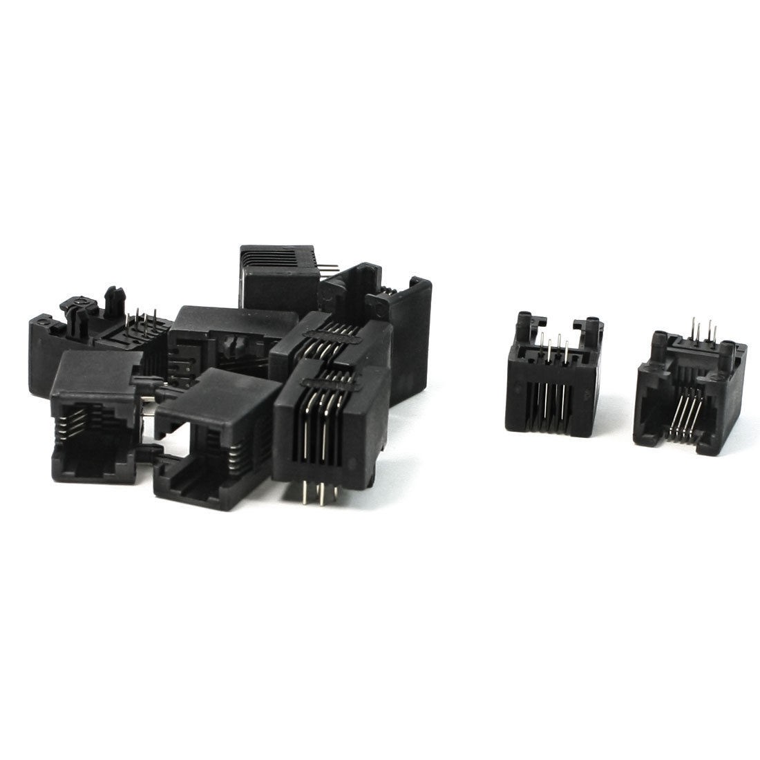 10 Pcs RJ11 4Pin Modular Network PCB Jacks Ports 17.5mm Length for WAN Network
