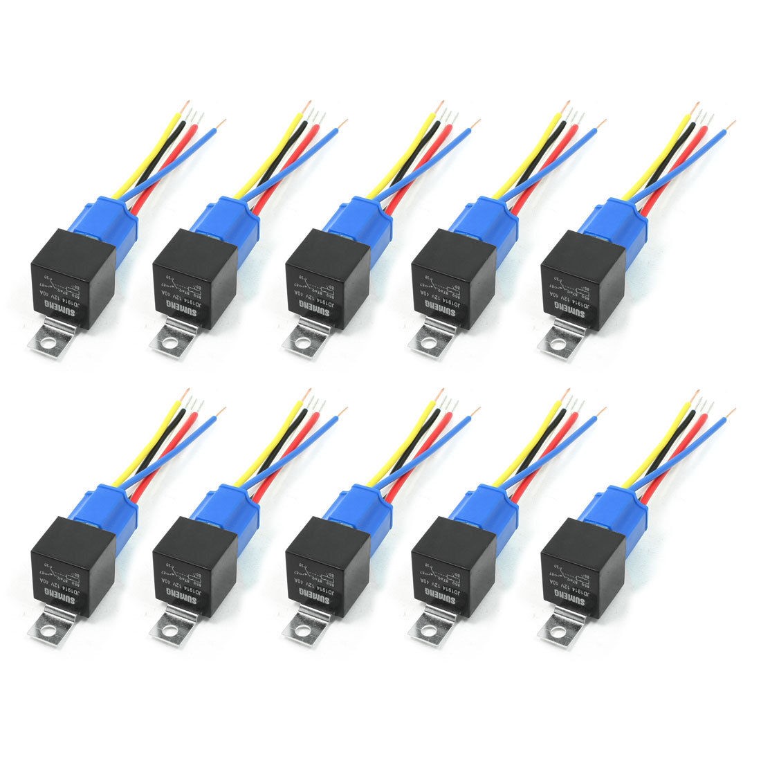 10 Pcs 5 Pin Female Ceramic Socket Car Alarm SPDT Car Auto Relay 40A 12V DC