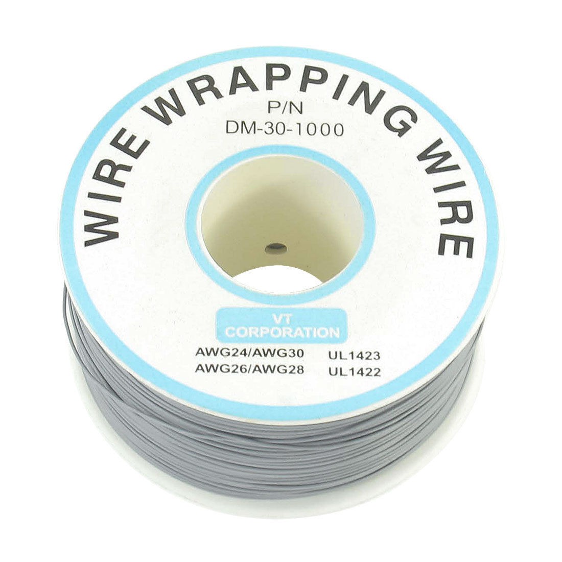 P/N DM-30-1000 Gray Insulated PVC Coated 30AWG Wire Wrapping Wires Reel 820Ft