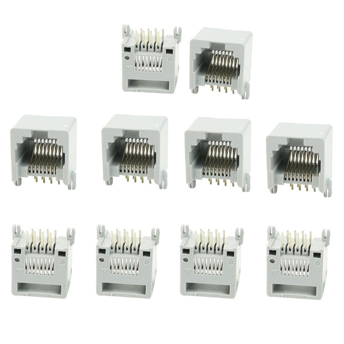 10 x Gray Plastic RJ45 8P8C Modular Jacks Connectors for LAN Network