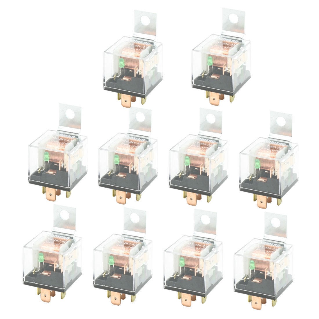 DC 24V 40A 1NC+1NO SPDT 5 Pin Green Light Pilot Lamp JD2914 Car Relay 10 Pcs
