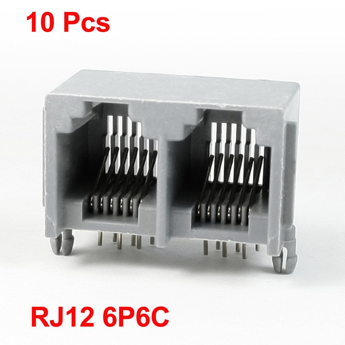 10X RJ12 6P6C 2 Way Computer Internet Network PCB Jack Socket Gray