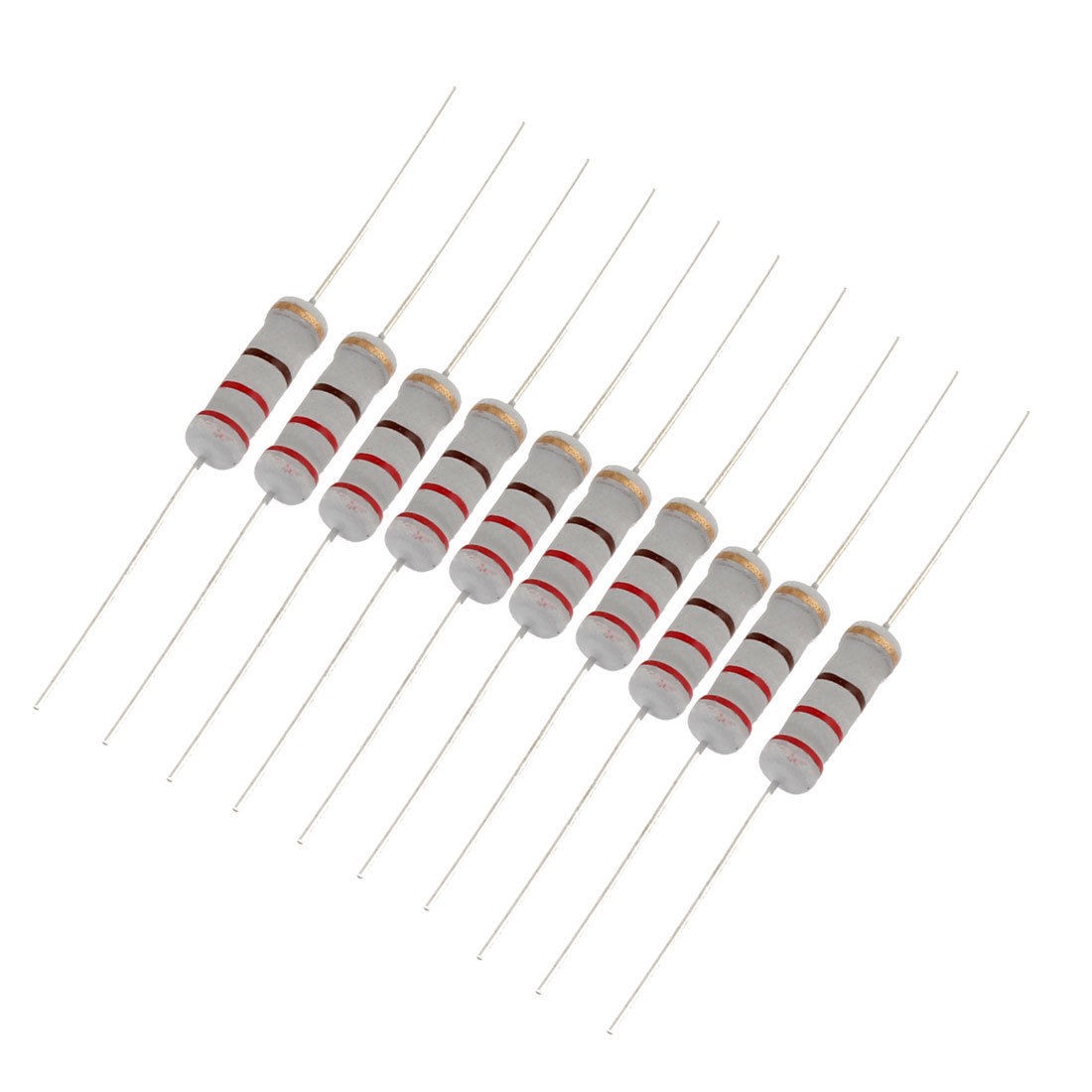 2W 220 Ohm 5% 4 Bands Carbon Film DIP Resistors 10 Pcs