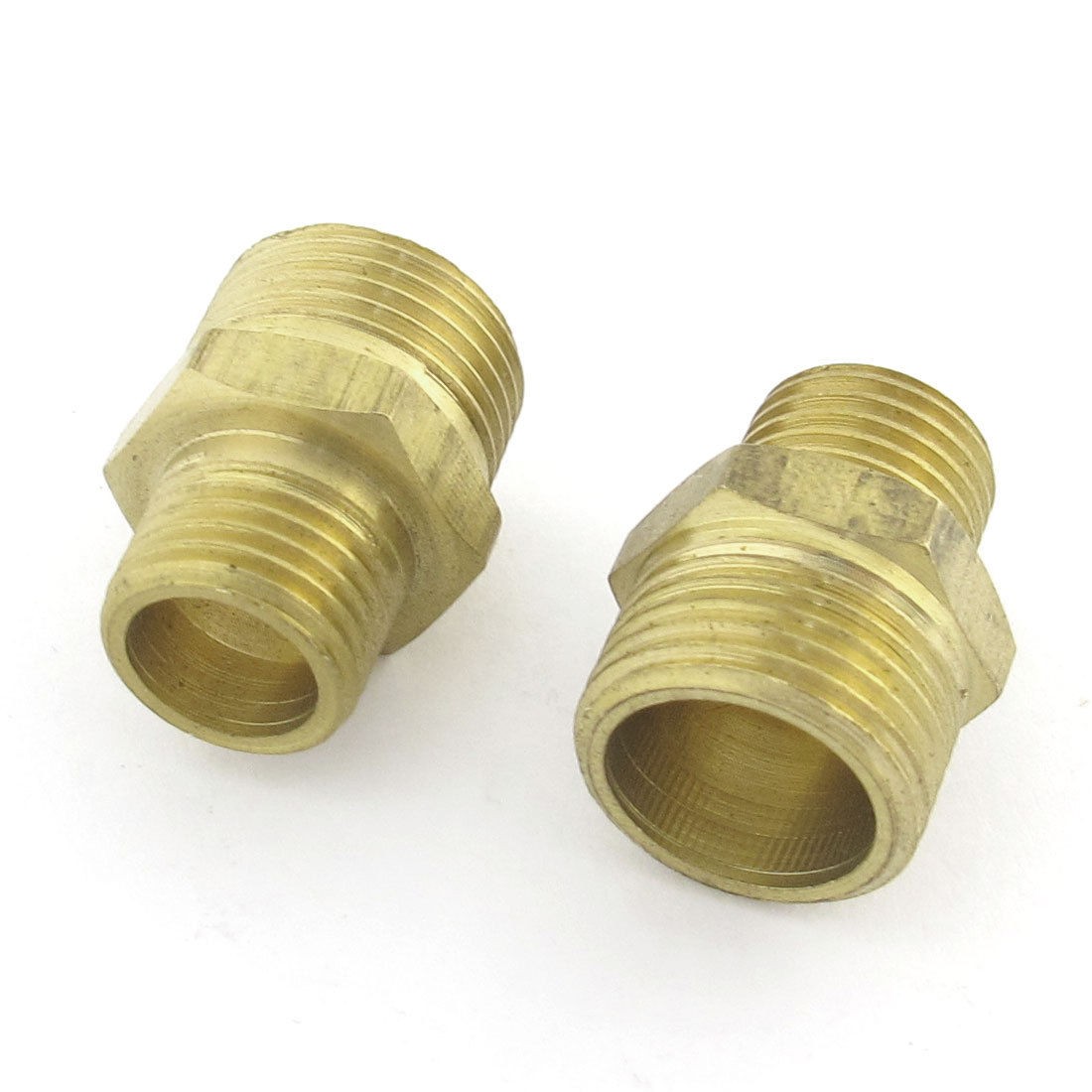 2 Pcs 1/4" PT to 3/8" PT Male Thread Reducer Pipe Fitting Straight Connector