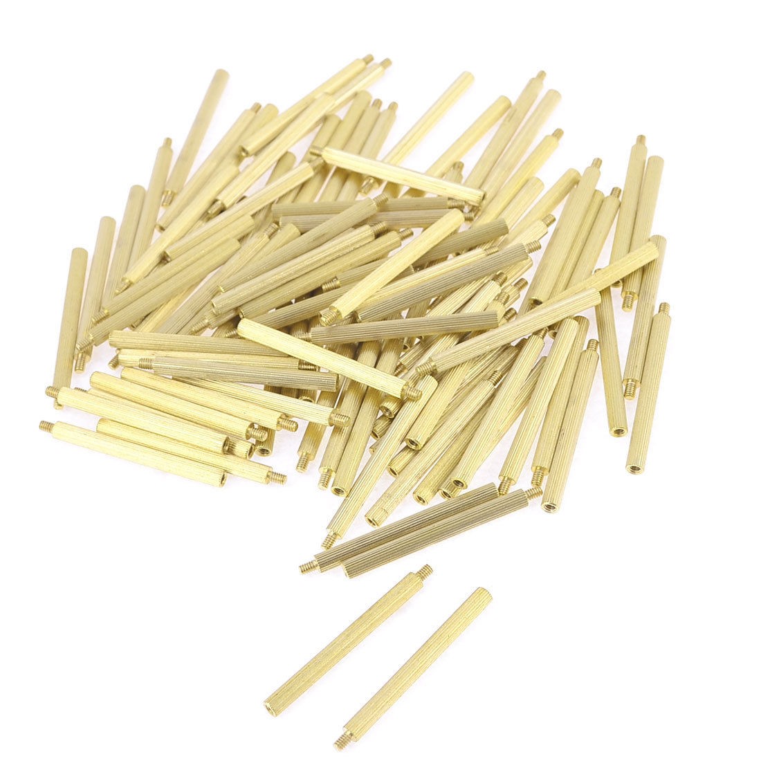 Hardware M2x30mmx33mm Cylinder Brass Stand Off Spacer Male to Female 100Pcs