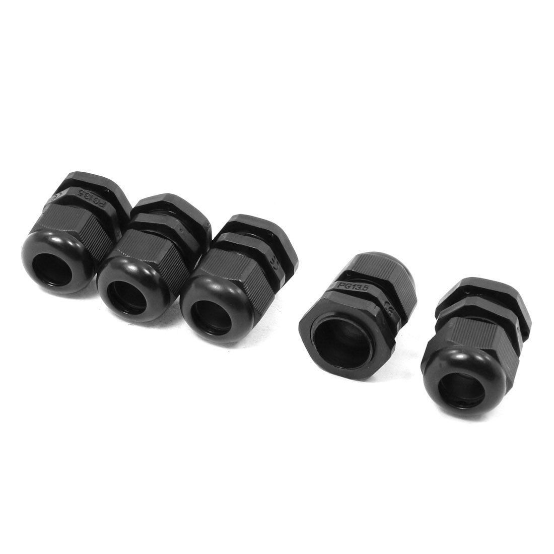 5Pcs PG13.5 6mm to 12mm Electric Cable Glands Plastic Connectors Black