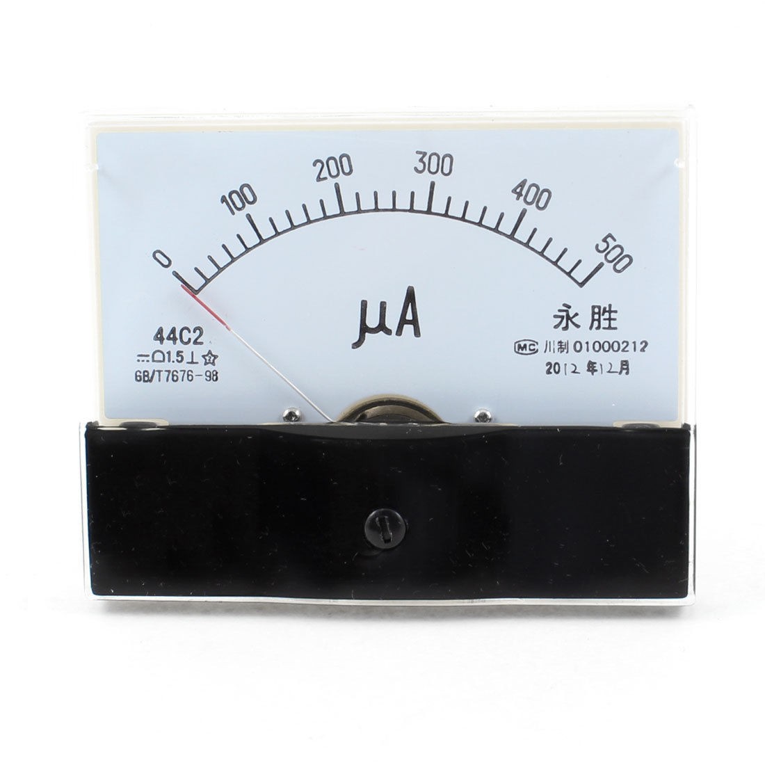 44C2 DC 0-500uA Rectangle Analog Panel Ammeter Gauge