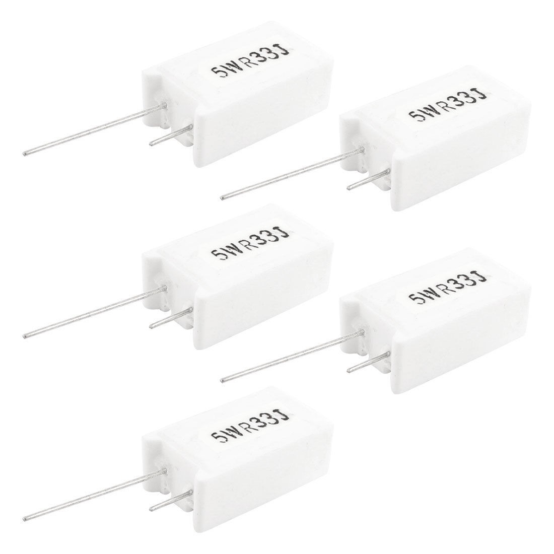 5 Pcs 0.33 Ohm 5 Watt Wirewound Radial Cement Resistors White