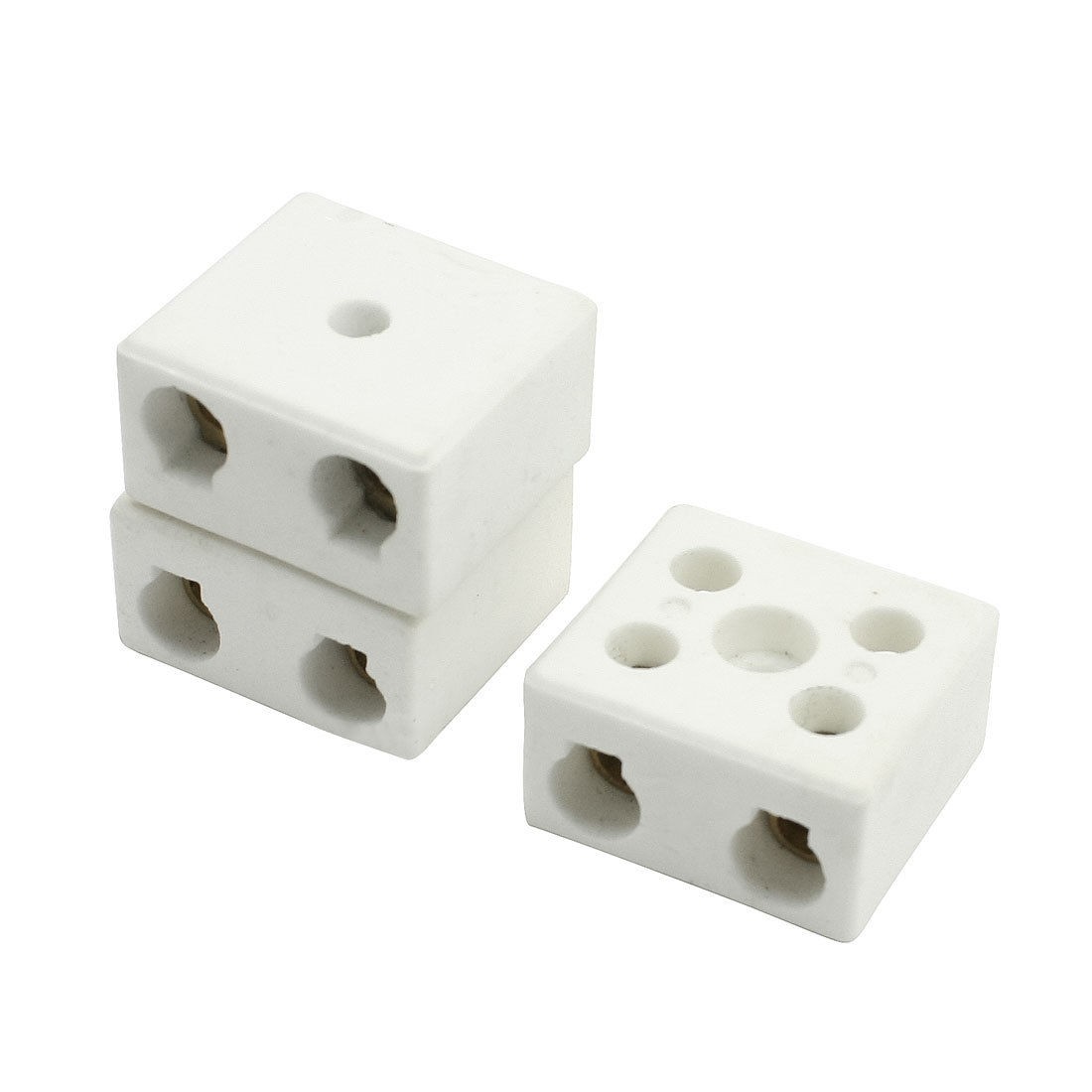 5A 2W5H 2 Way 5 Hole Connector Porcelain Ceramic Terminal Block 3 Pcs