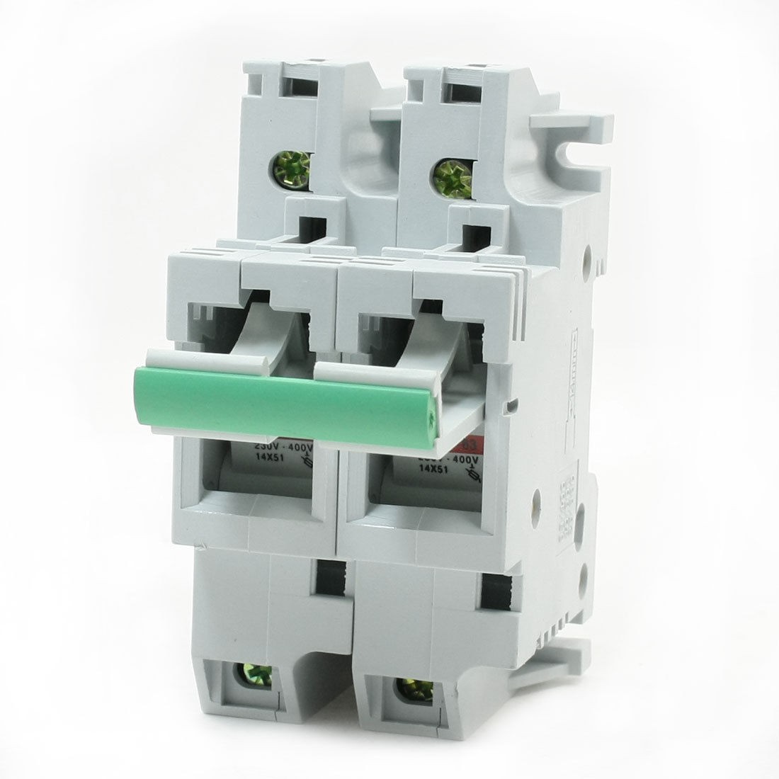 35mm DIN Rail Overload Protection 2P 14mm x 51mm Fuse Holder