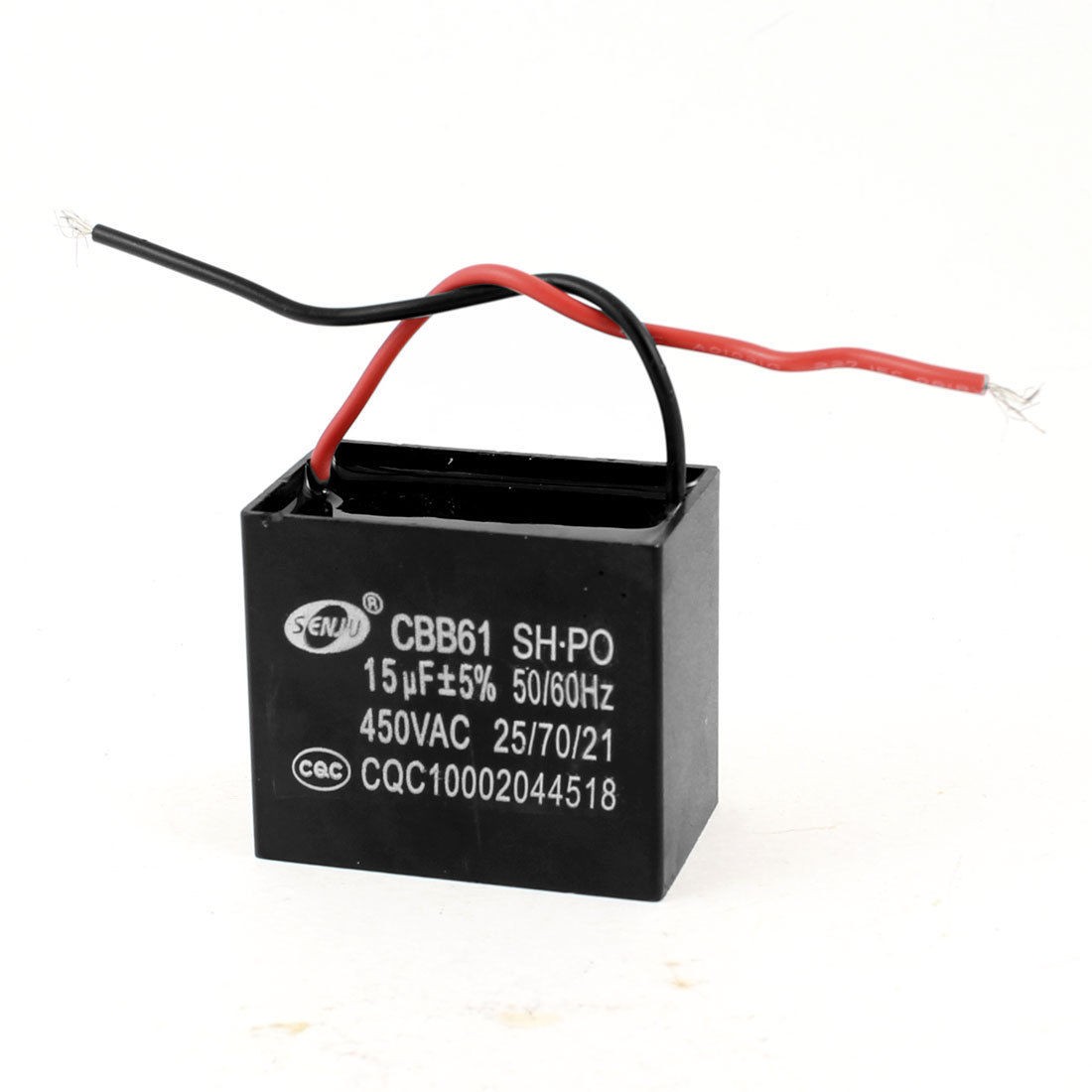 Black Replacement Ceiling Fan Motor Running Capacitor CBB61 450VAC 15uF 50/60Hz