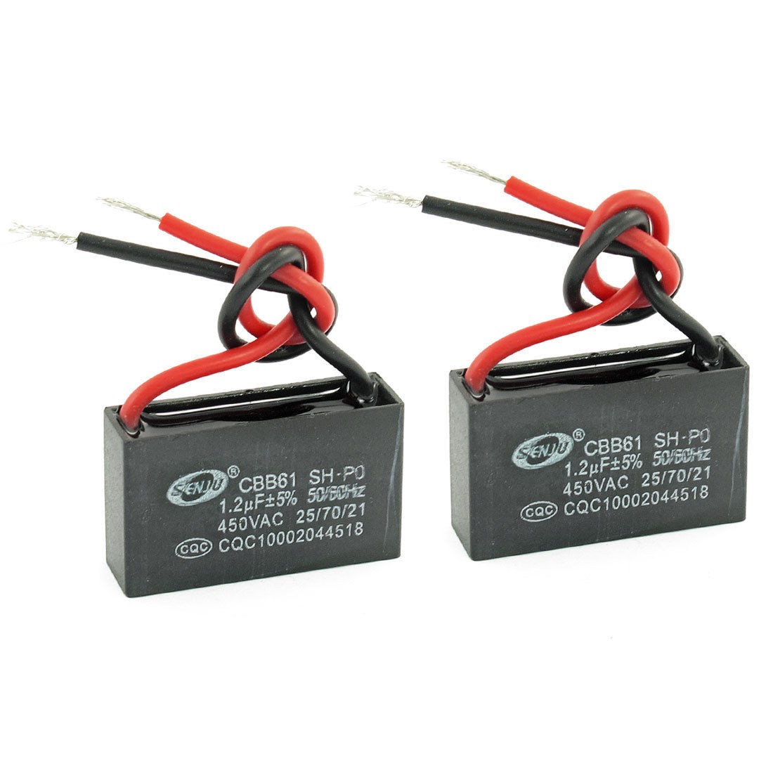 CBB61 AC 450V 1.2uF Two Wired Ceiling Fan Motor Run Capacitor 2 Pcs