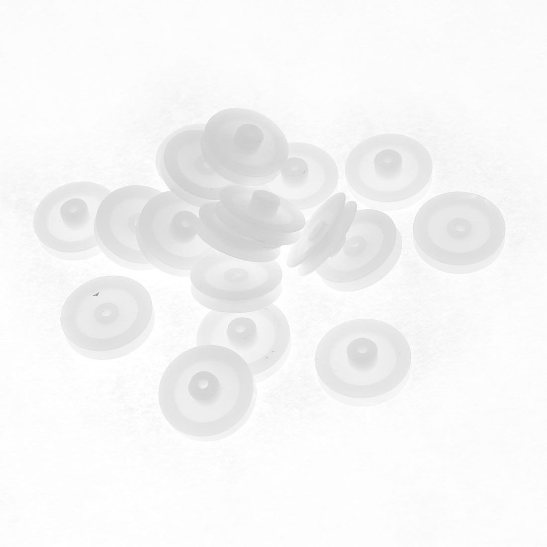 20 Pcs White Plastic 18mm Diameter 3.5mm Thickness Rubber Band Pulley