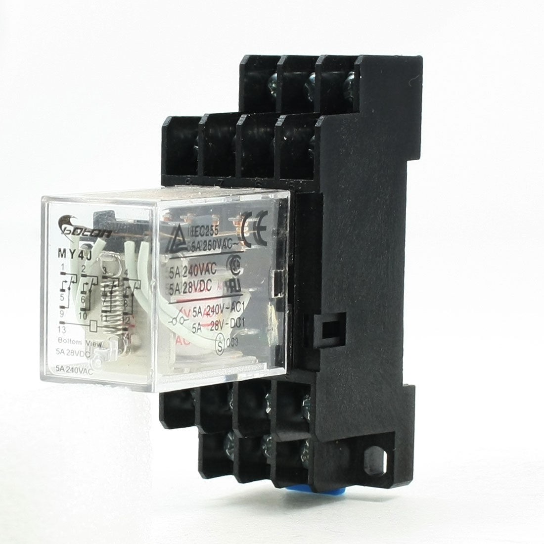 MY4J AC 12V Coil 5A Electromagneti<wbr/>c Relay 14 Pin 4PDT 4 NO 4 NC w Base Socket