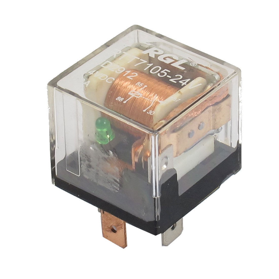 DC 24V 80A 1NO SPST 4 Pins Green Indicator Light Automotive Truck Car Relay