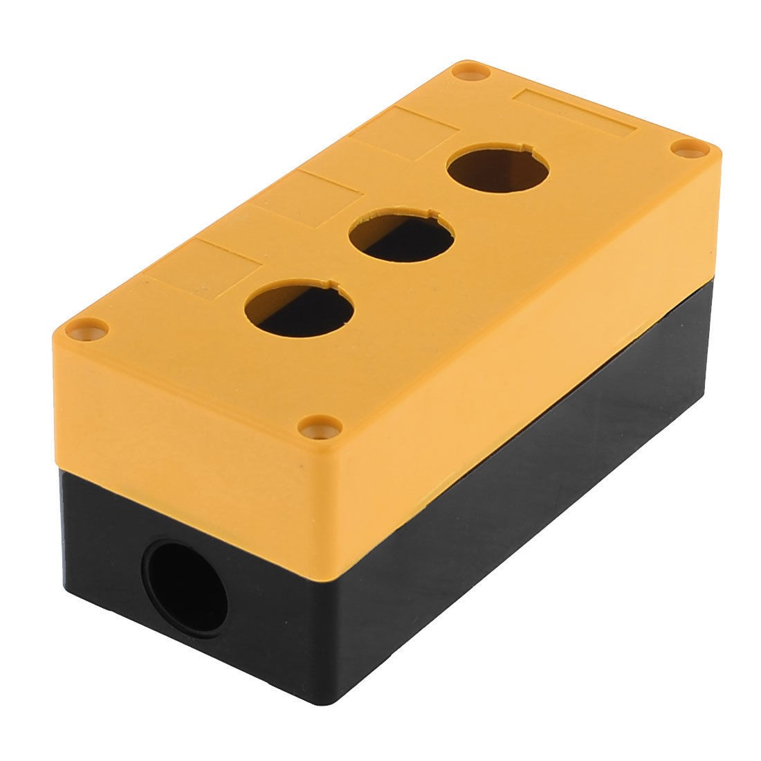 Yellow Black Plastic 3 Holes Switch Box Container for 22mm Push Button