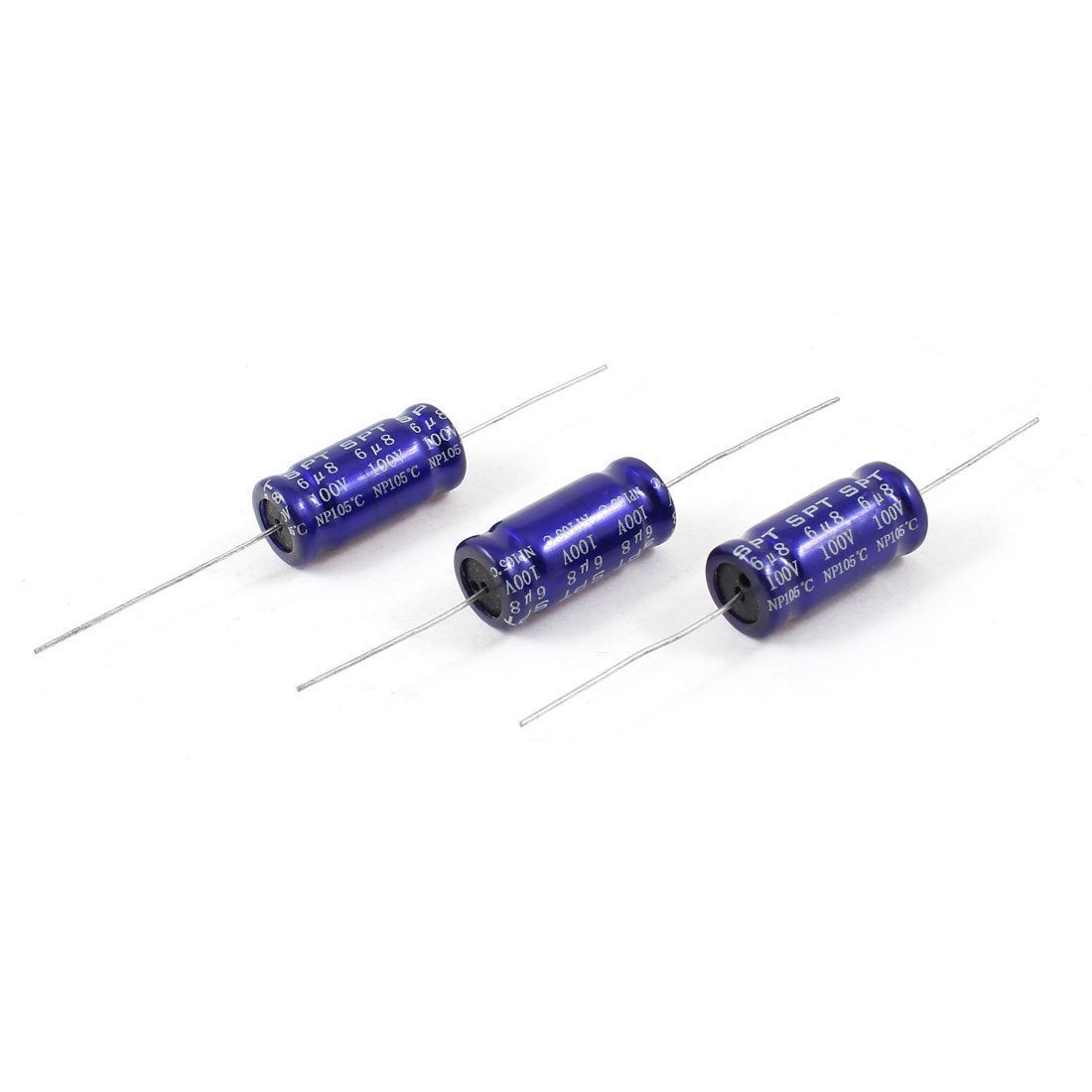 3 Pcs 6.8uF Capcity 100V NP105C Aluminum Electrolytic Capacitor 10mmx23mm