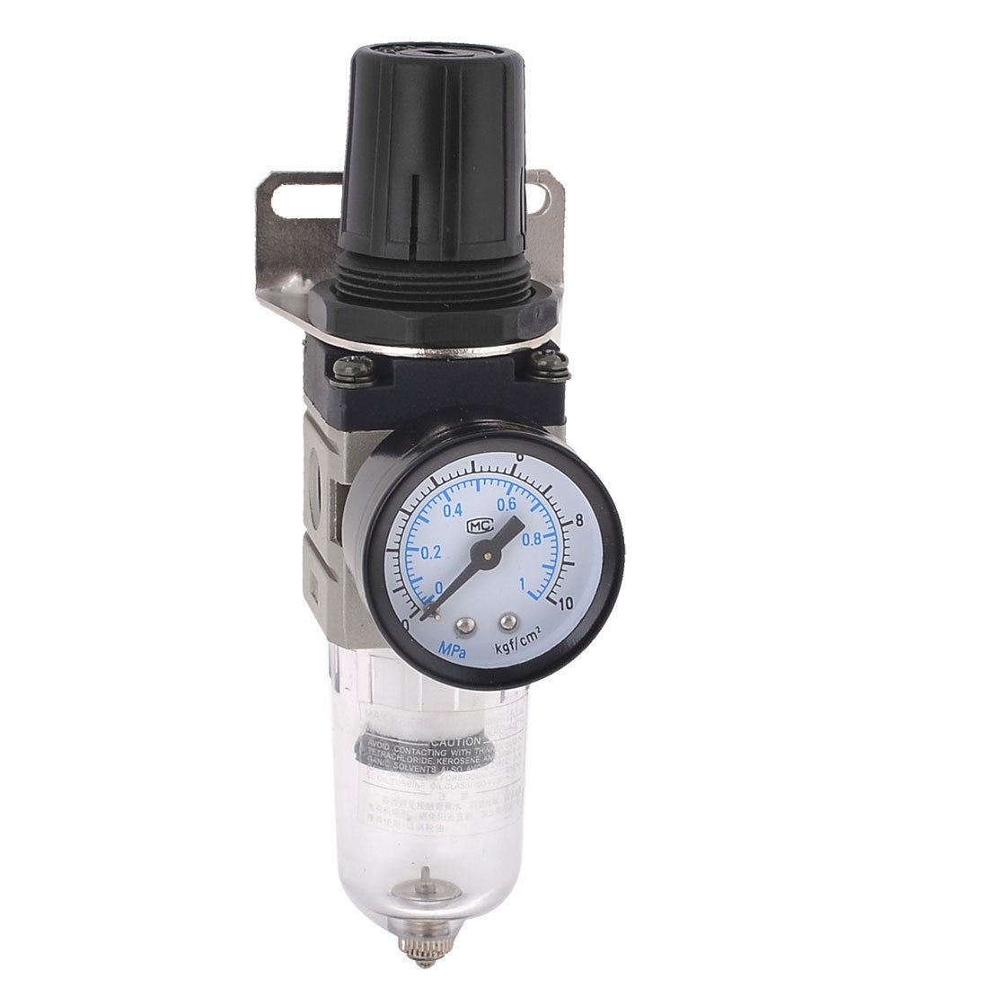 Black Water Air Compressor Filter Regulator w Pneumatic Gauge