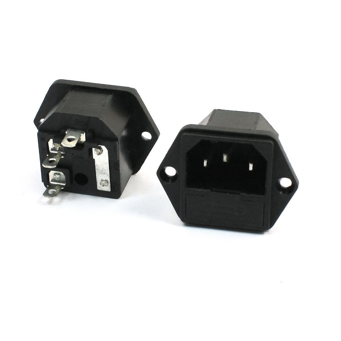 2 Pcs 3 Terminals IEC320 C14 Inlet Male Power Plug Socket AC250V 10A