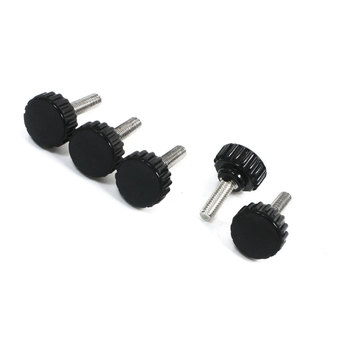 5pcs Black Machine M5 x 16 x 20mm Male Thread Knurled Grip Knobs