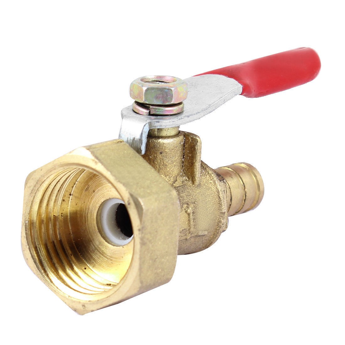 Gold Tone 1/2"PT Thread Full Port Lever Handle Hose Barb Brass Ball Valve