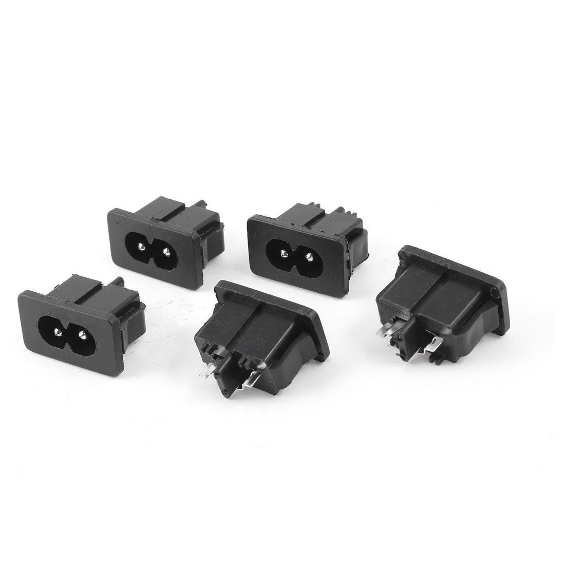 5 Pcs Black 2 Pins IEC320 C8 Type Inlet Plug Power Socket AC 250V 2.5A