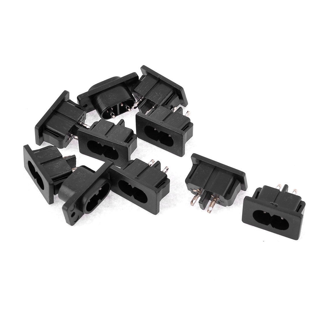 IEC320 C8 Male Plug Self Lock Power Socket Rice Cooker Adapters 10 Pcs