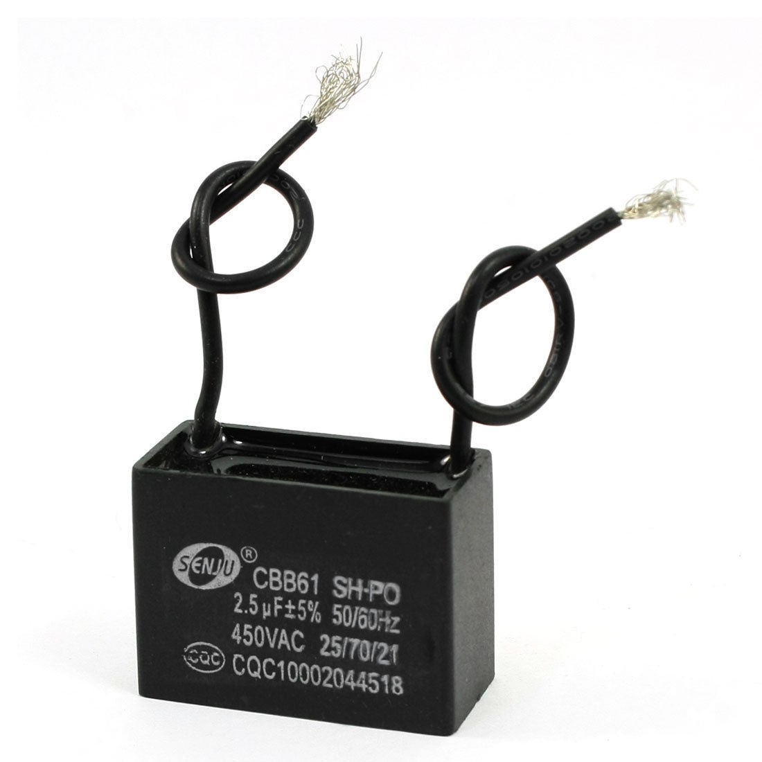 CBB61 2 Wired Polypropylene Film Ceiling Fan Capacitor 2.5uF AC 450V