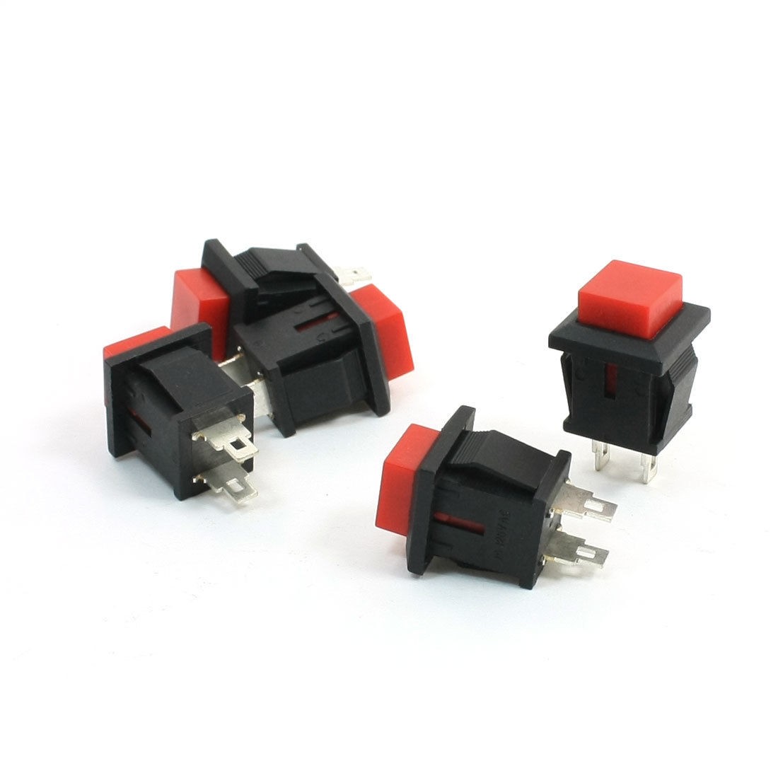 5 x Red Square Head SPST Momentary Push Button Switch 125VAC 1A