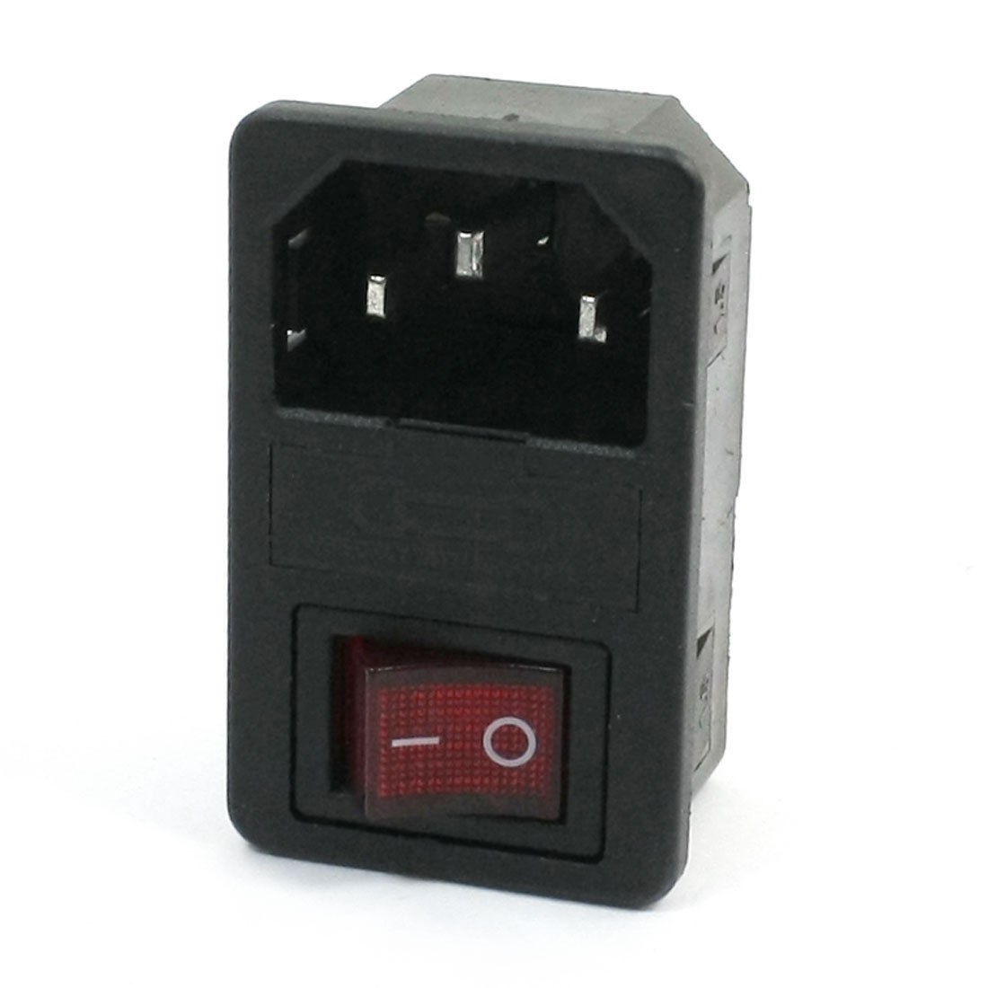 AC 10A 250V Rocker Switch 3 Terminals IEC320 C14 Inlet Male Power Plug