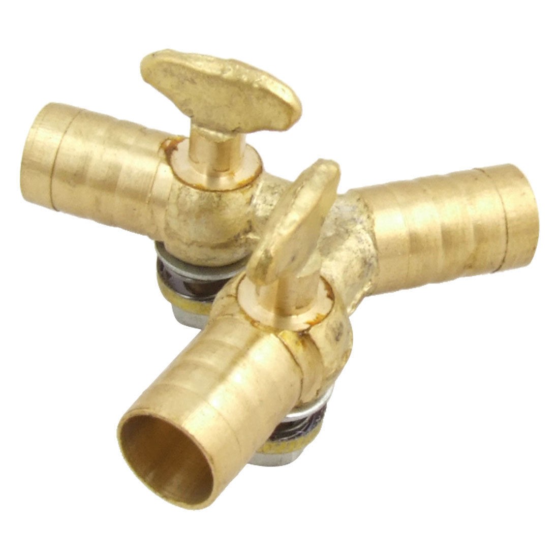 Three Way Dual Outlet Y Shape Gold Tone Gas Control Valve